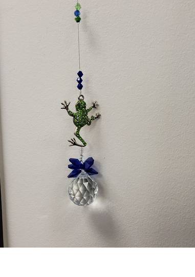 Frog with Blue Crystals Suncatcher